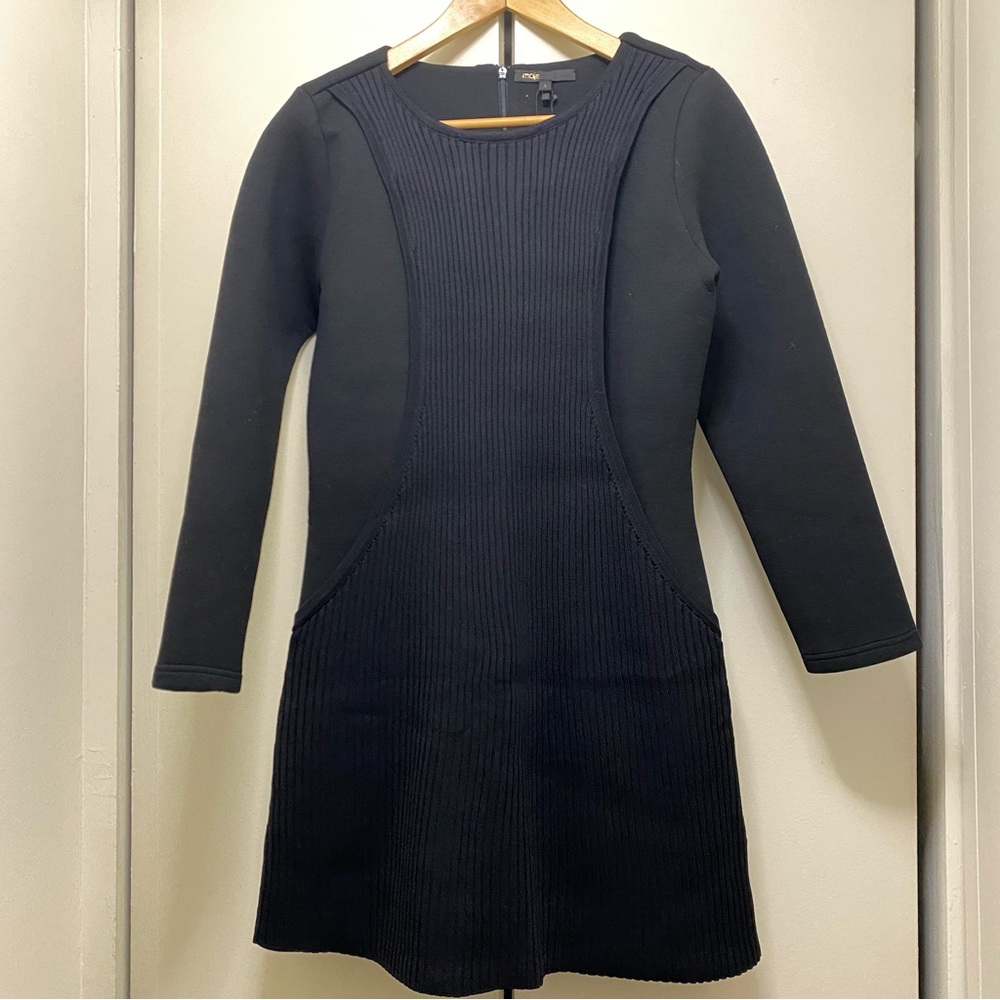 Maje Roxy Dress Black Long Sleeve sz3 NWT
